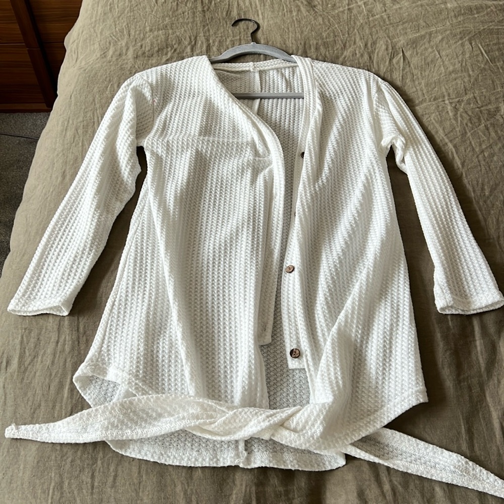 Waffle knit sweater shirt